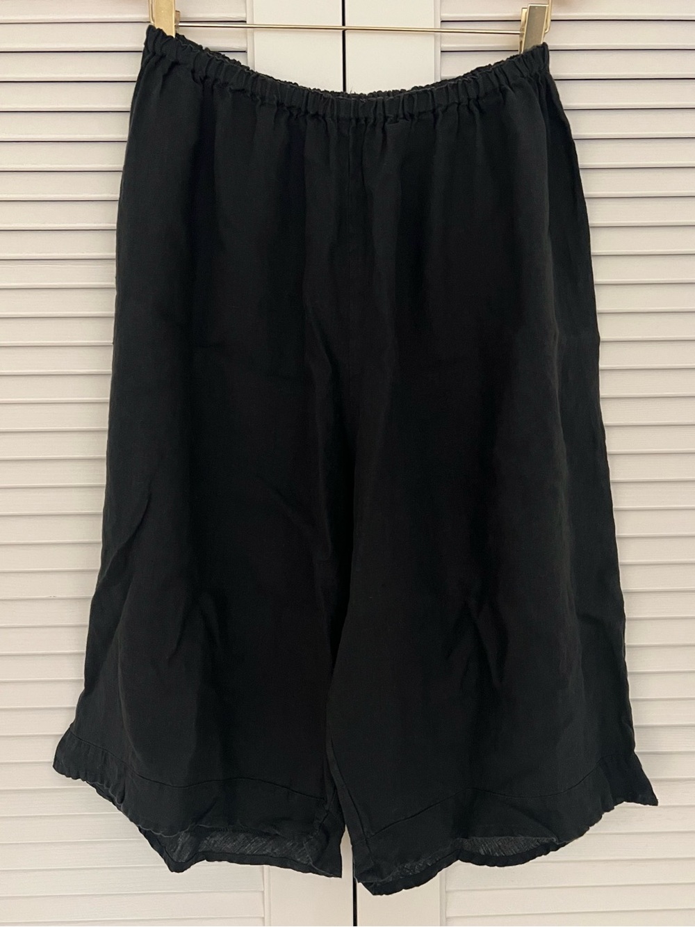 FLAX by Jeanne Engelhart Black High-Waist Linen Long Shorts